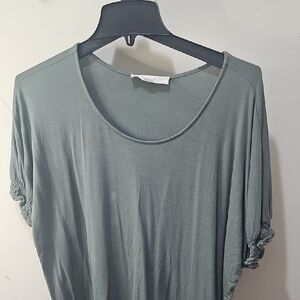 LOFT Green Cuffed Sleeve Relaxed T-Shirt